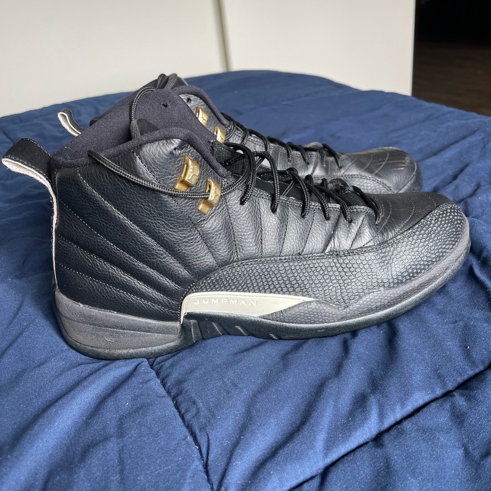 Air Jordan 12 Retro (Black, White, and Gold)